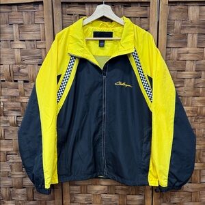 Hewitt Challenger Tractor Men's Vibrant Yellow and Black Windbreaker